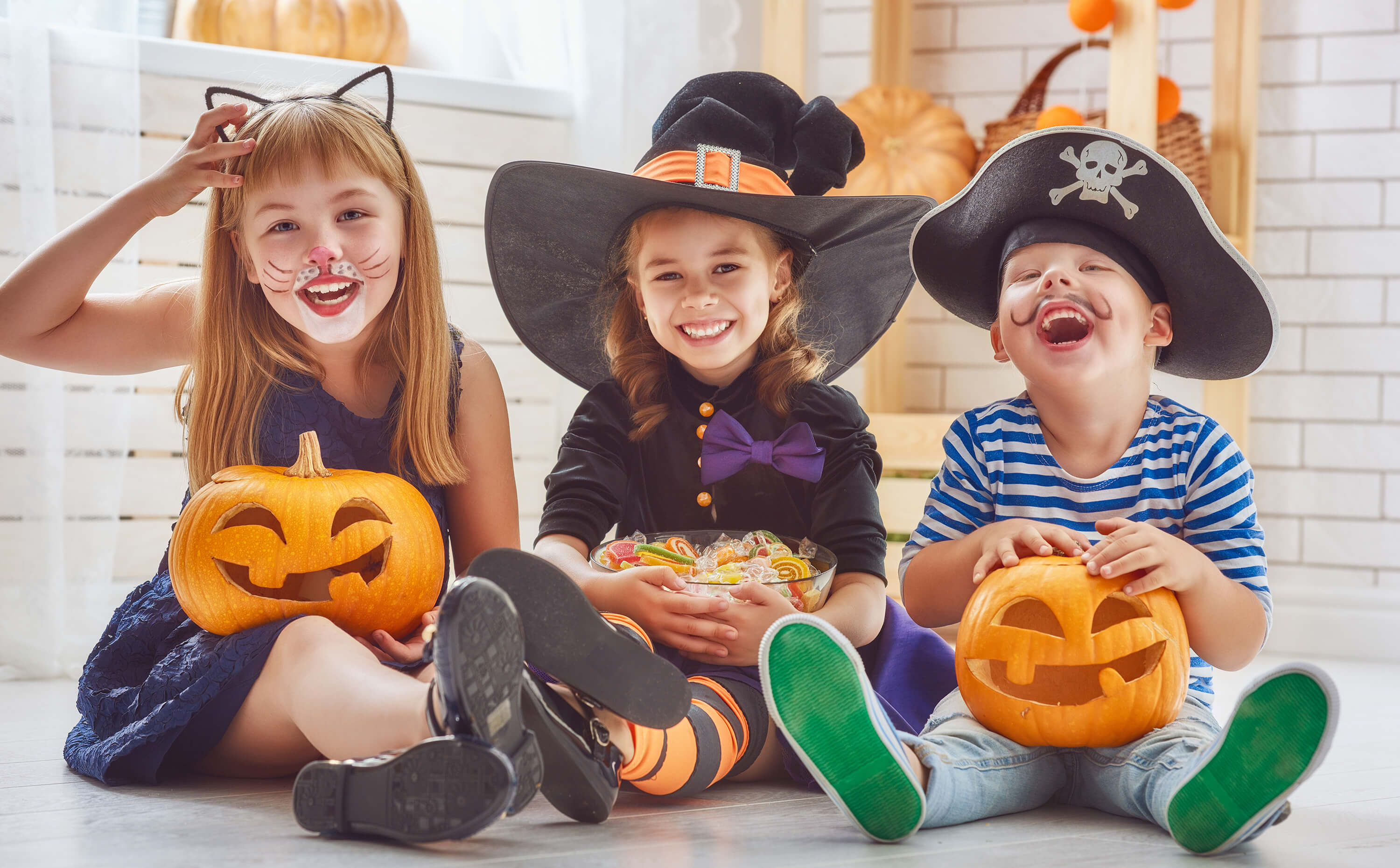 Kids in halloween costumes