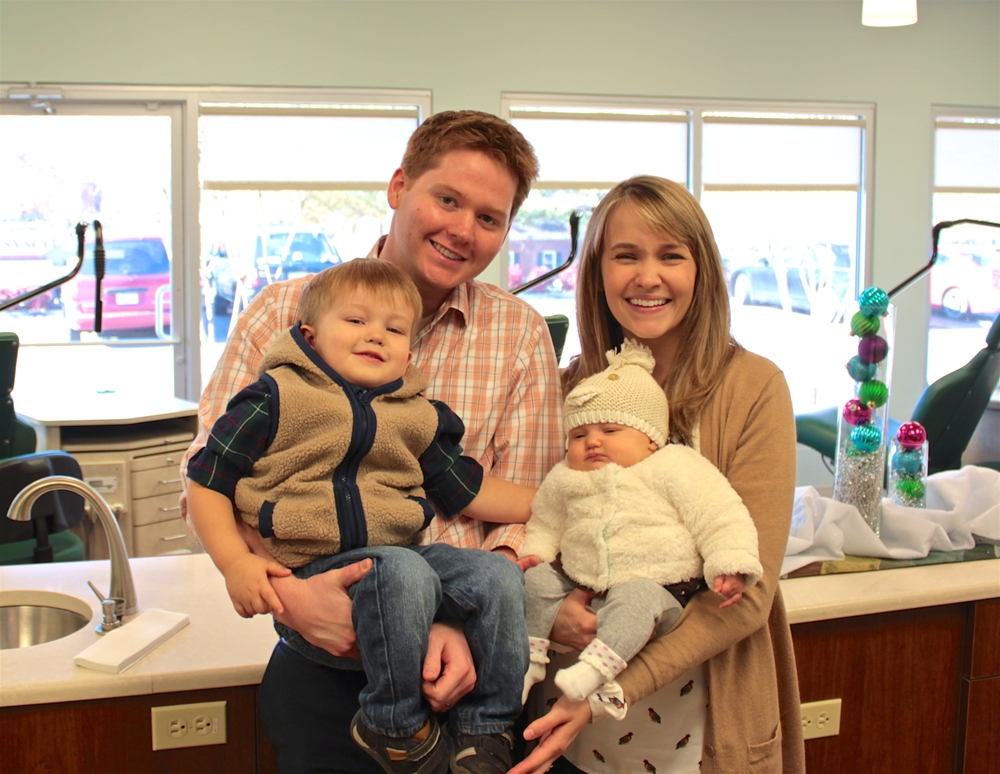 Braces specialist Dr. Kyle Fagala with his family in Germantown, Tennessee
